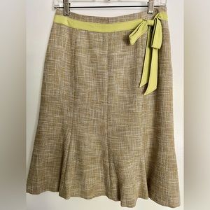 Ann Taylor fully lined tweed cotton/linen flared A-line skirt with side zip